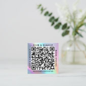 Holographic Unicorn Bold QR Code Hair & Makeup Quadratische Visitenkarte (Stehend Vorderseite)