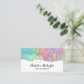 Holographic Unicorn Glitzer Tropfens Beauty Salon Visitenkarte (Stehend Vorderseite)