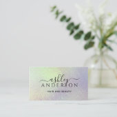 Holographic Unicorn Makeup Hair Nails Glam Visitenkarte (Stehend Vorderseite)