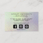 Holographic Unicorn Makeup Hair Nails Glam Visitenkarte (Rückseite)