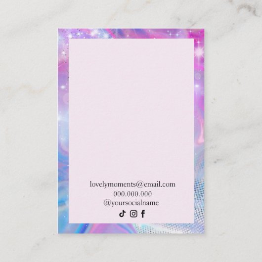 Holographic Unicorn Necklace Ohrringe Visitenkarte (Rückseite)