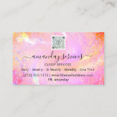 Holographic Unicorn QR Logo Zuhause Reinigungsdien Visitenkarte (Rückseite)