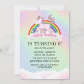 Holographic Unicorn & Rainbow Birthday Party Einladung (Vorderseite)