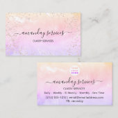 Holographic Unicorn Rainbow Confetti Boutique Bus Visitenkarte (Vorne/Hinten)