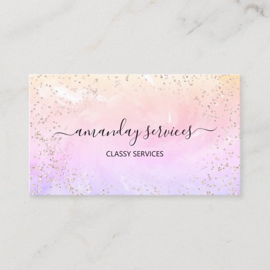 Holographic Unicorn Rainbow Confetti Boutique Bus Visitenkarte (Vorderseite)