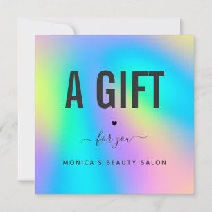 Holographic Unicorn Rainbow Heart Modern Salon Wel