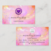 Holographic Unicorn Rainbow QR-Logo-Herz Visitenkarte (Vorne/Hinten)