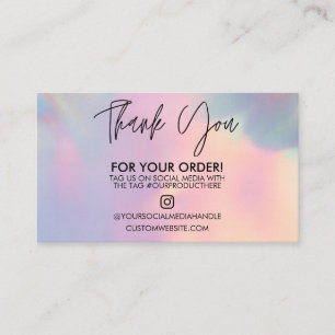 Holographic Vielen Dank Trendy Salon Business Card Visitenkarte