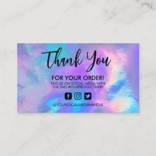 Holographic Vielen Dank Trendy Salon Business Card Visitenkarte