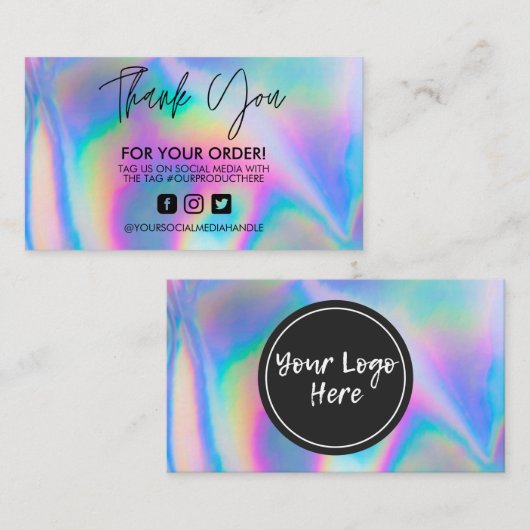 Holographic Vielen Dank Trendy Salon Business Card Visitenkarte (Vorne/Hinten)