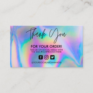 Holographic Vielen Dank Trendy Salon Business Card Visitenkarte