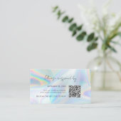 Holographic Wedding RSVP QR Code Enclosure Card Visitenkarte (Stehend Vorderseite)