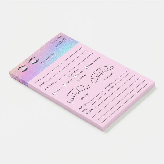Holographic Wimpern-Klienten-Formular Post-it Klebezettel (angewinkelt)