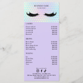 Holographic Wimpernsalon-Preisliste Menükarte