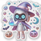 Holographic Witz Robot Vinyl Niedlich Halloween Te Aufkleber (Vorderseite)
