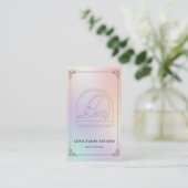 Holographic Yoga Instructor Card with QR Code Visitenkarte (Stehend Vorderseite)