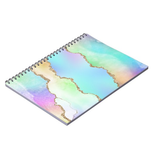 Holographie Agate | Iridescent Pastel Ombre Marble Notizblock (Linke Seite)