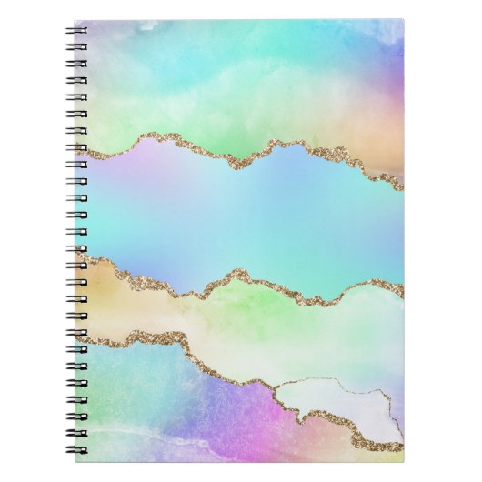 Holographie Agate | Iridescent Pastel Ombre Marble Notizblock (Vorderseite)