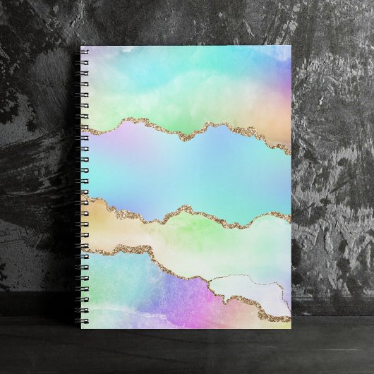 Holographie Agate | Iridescent Pastel Ombre Marble Notizblock