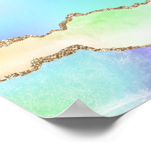 Holographie Agate | Iridescent Pastel Ombre Marble Poster (Ecke)