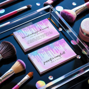 Holographische Einhorn-Make-up Haar Rosa Glitzer T Visitenkarte