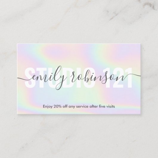 Holographische Einhorn-Regenbogenskriptzen Treuekarte (Vorderseite)