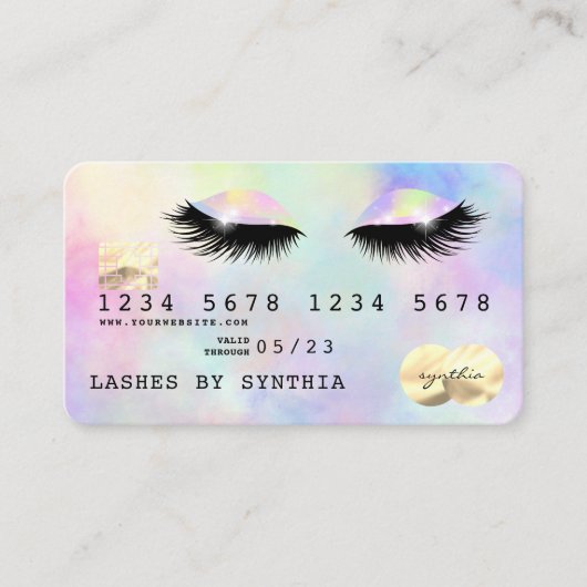 Holographische Einhorn Wasserfarbe Wimpern Augen M Visitenkarte (Vorderseite)