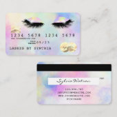 Holographische Einhorn Wasserfarbe Wimpern Augen M Visitenkarte (Vorne/Hinten)