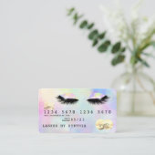 Holographische Einhorn Wasserfarbe Wimpern Augen M Visitenkarte (Stehend Vorderseite)