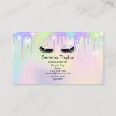 Holographische Einhornschminken Glitzer Tropfen Visitenkarte (Rückseite)