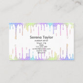 Holographische Einhornschminken Glitzer Tropfen Visitenkarte (Rückseite)