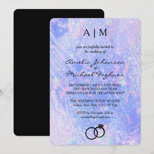 Holographische Einladung für moderne Monogramm-Hoc (Vorne/Hinten)