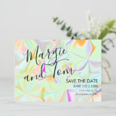 Holographische Farbtypografie Save the Date Einladung (Stehend Vorderseite)