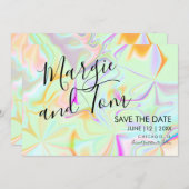 Holographische Farbtypografie Save the Date Einladung (Vorne/Hinten)