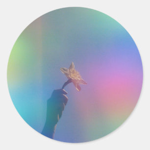 Holographische Folie farbenfroh lebendig UnicornLi Runder Aufkleber