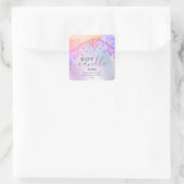 Holographische Funkeln-Tropfen schreiben soy candl Quadratischer Aufkleber (Tasche)