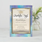 Holographische Grad Cap, Glass Diamonds Abschluss Einladung (Stehend Vorderseite)