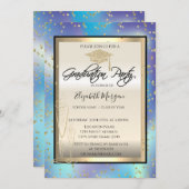 Holographische Grad Cap, Glass Diamonds Abschluss Einladung (Vorne/Hinten)