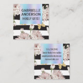 Holographische Gradient | Blume und Schmetterlinge Quadratische Visitenkarte (Vorne/Hinten)