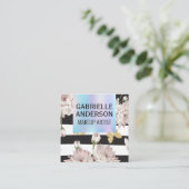 Holographische Gradient | Blume und Schmetterlinge Quadratische Visitenkarte (Stehend Vorderseite)