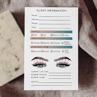 Holographische Gradient Eyelash Extension Client M Visitenkarte