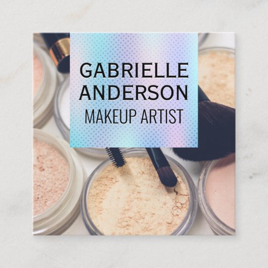Holographische Gradient | Makeup Palette und Pinse Quadratische Visitenkarte (Vorderseite)