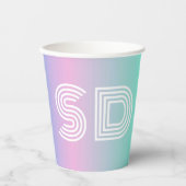 Holographische Gradient Monogram Chic Einzigartige Pappbecher (Vorderseite)