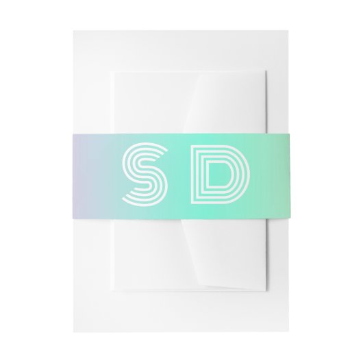 Holographische Gradient Monogram Chic Wedding Einladungsbanderole (Vorderseite Beispiel)