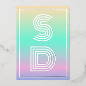 Holographische Gradient Monogram Silver Foil Weddi Folieneinladung (Vorderseite)
