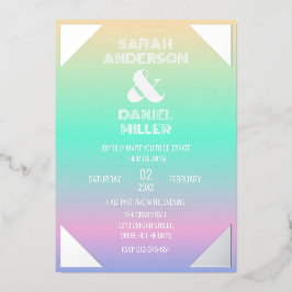 Holographische Gradient Silver Foil Rahmen Wedding Folieneinladung