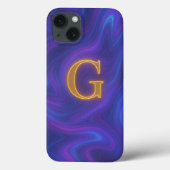 Holographische Iridescent Marble Monogram Phone Ca Case-Mate iPhone Hülle (Rückseite)