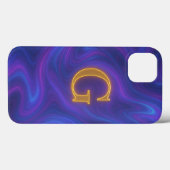 Holographische Iridescent Marble Monogram Phone Ca Case-Mate iPhone Hülle (Rückseite (Horizontal))