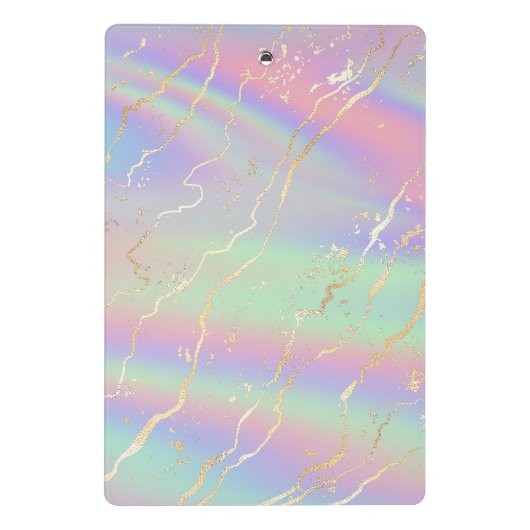 Holographische Iridescent Opal | PERSONALISIERT Mini Klemmbrett (Rückseite)