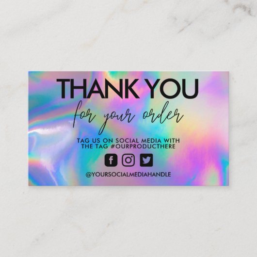 Holographische Kalligrafie Danke Business Card Visitenkarte (Vorderseite)